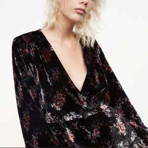 Zara trafaluc collection velvet kimono wrap top